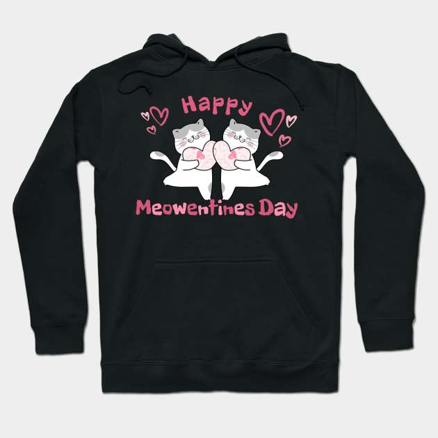 Meowentine Cat Valentines Day Cute apparel for Girls Quote Gift Hoodie by K.C Designs